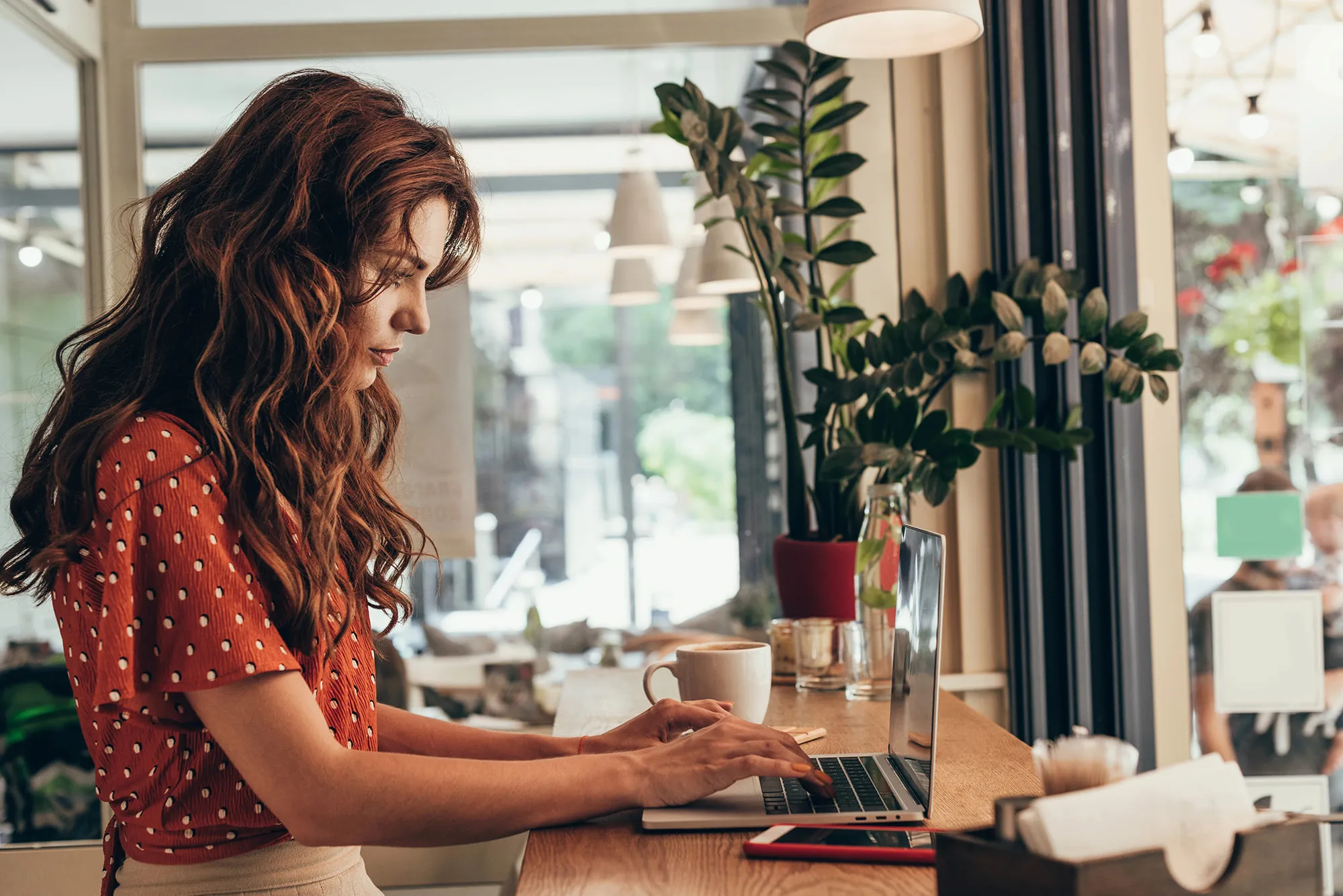 woman working on her computer